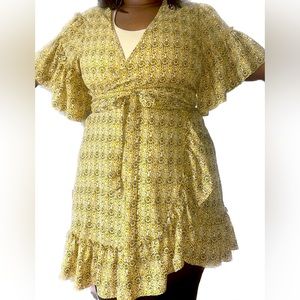 Max Studio | Women’s Ruffled Yellow Wrapped Dress